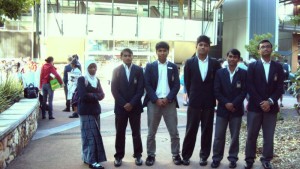 Loyi Baruti, Nurul Hakim, Mohammed Salim, Aziz Ullah, Nurul Afser and Shashudduha Shameem (from left), in front of School of chemistry and Molecular Biosciences, The University of Queensland. 25th May 2013